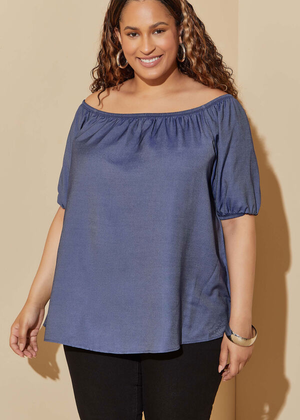Off The Shoulder Chambray Top