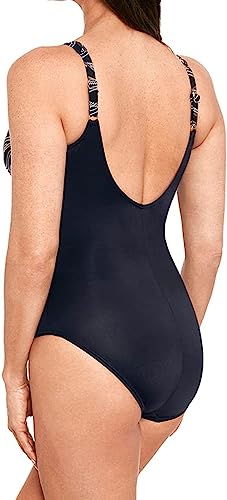 Women’s Plus Swimwear Linked in Colorblock Oceanus V-Neck Soft Cup One Piece Swimsuit