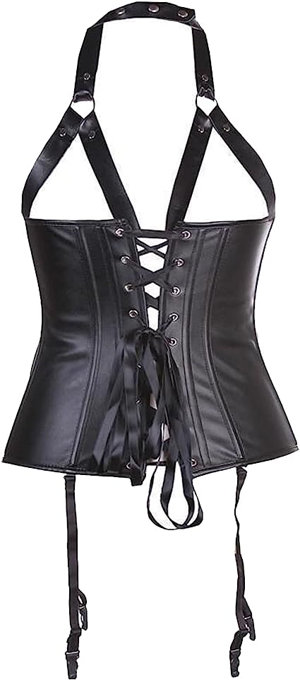 Corset Bra Steampunk Black Leather Open Steam Gothic Bustier Sexy Plus Size Shapewear Women Lingerie Corset Thong